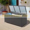 Garden storage plastic garden box in artificial rattan 118x54x59 cm with powder-coated metal frame