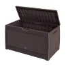 Kerti tároló láda 310 L rattan hatású, vízálló, barna kültéri tároló 119x48x60 cm