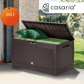   Kerti tároló láda 310 L rattan hatású, vízálló, barna kültéri tároló 119x48x60 cm