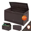 Kerti tároló láda 310 L rattan hatású, vízálló, barna kültéri tároló 119x48x60 cm