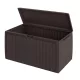 Kerti tároló láda 290 L barna, panel hatású vízálló kültéri tároló kerekekkel, időjárásálló