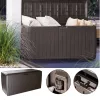Kerti tároló láda 290 L barna, panel hatású vízálló kültéri tároló kerekekkel, időjárásálló