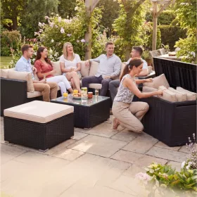   Kerti tároló láda 270 liter antracit fa hatású kültéri tároló vízálló ülőfelületként is használható