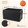 Kerti tároló láda 270 liter antracit fa hatású kültéri tároló vízálló ülőfelületként is használható
