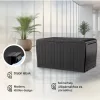 Kerti tároló láda 270 liter antracit fa hatású kültéri tároló vízálló ülőfelületként is használható