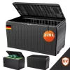 Kerti tároló láda 270 liter antracit fa hatású kültéri tároló vízálló ülőfelületként is használható