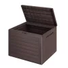 Kerti tárolóláda 190 literes barna kültéri tároló doboz fahatású kivitelben, időjárásálló, zárható