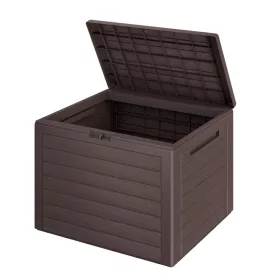   Kerti tárolóláda 190 literes barna kültéri tároló doboz fahatású kivitelben, időjárásálló, zárható