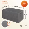 Kültéri tároló box 280 literes kerti tárolóláda szürke fahatású vízálló kivitel