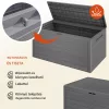 Kültéri tároló box 280 literes kerti tárolóláda szürke fahatású vízálló kivitel