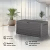Kültéri tároló box 280 literes kerti tárolóláda szürke fahatású vízálló kivitel