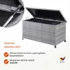 Kerti tároló láda 117x53x60cm 270 liter polyrattan szürke kültéri tároló doboz vízálló béléssel kerekekkel