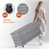Kerti tároló láda 117x53x60cm 270 liter polyrattan szürke kültéri tároló doboz vízálló béléssel kerekekkel