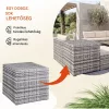 Kerti tároló láda 318 L polyrattan, szürke kültéri tároló vízálló béléssel