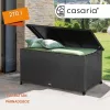 Kerti tároló láda 270 liter polirattan117x53x60 cm fekete kültéri tároló fogantyúkkal, kerekekkel