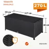 Kerti tároló láda 270 liter polirattan117x53x60 cm fekete kültéri tároló fogantyúkkal, kerekekkel
