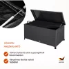 Kerti tároló láda 270 liter polirattan117x53x60 cm fekete kültéri tároló fogantyúkkal, kerekekkel