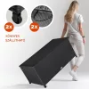 Kerti tároló láda 270 liter polirattan117x53x60 cm fekete kültéri tároló fogantyúkkal, kerekekkel