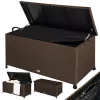 Kerti tároló láda polirattan barna 117x53x60 cm 270 liter kültéri tároló doboz