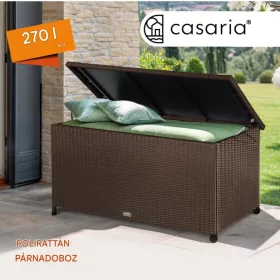   Kerti tároló láda polirattan barna 117x53x60 cm 270 liter kültéri tároló doboz