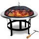 Portable fire place Ø75 cm large mobile fire pit garden fire stand in beautiful black color