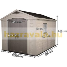   Curver műanyag kerti ház Keter 256,5x243x331 cm szerszámos kisház Factor 8x11 szerszámoskamra