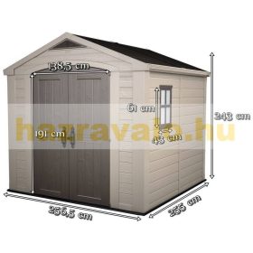   Curver műanyag kerti ház Keter 256,5x243x255 cm szerszámos kisház Factor 8x8 szerszámoskamra