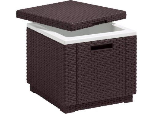 Keter garden cooler box rattan multifunctional storage brown 42x42x41 cm Curver ALLIBERT ICE CUBE