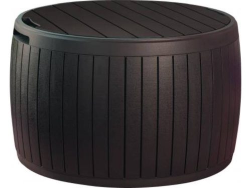 Keter kerti tároló fa hatású kerek kerti láda 140 liter 67,5x67,5x43,5 cm barna Curver Circa Wood