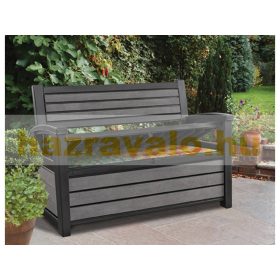   Keter kerti tároló fa hatású kerti láda és pad 227 liter 132,7x61,2x89 cm szürke Curver HUDSON STORAGE BENCH