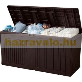   Keter kerti tároló fa hatású kerti láda 270 liter 116,7x44,7x57 cm barna doboz Curver Comfy