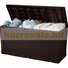   Keter kerti tároló fa hatású kerti láda 270 liter 116,7x44,7x57 cm barna doboz Curver Comfy