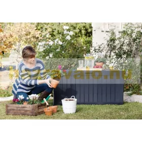   Keter kerti tároló műanyag kerti láda fa hatású 270 liter 116,7x44,7x57 cm doboz Curver Marvel Plus