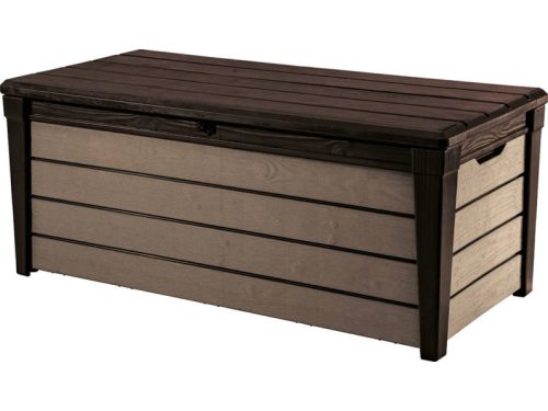 Keter garden storage wood-effect garden box 455 liters 145x69.7x60.3 cm brown box Curver BRUSHWOOD