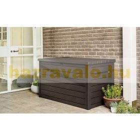   Keter kerti tároló műanyag kerti láda fa hatású 850 liter 147x83x86 cm barna doboz Curver Ontario