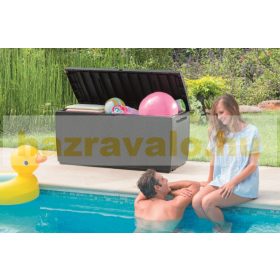   Keter kerti tároló műrattan kerti láda 305 liter 123x53,5x57 cm barna doboz Curver Capri