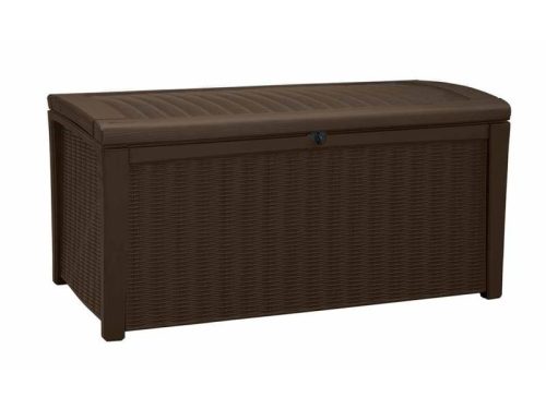 Keter kerti tároló műrattan kerti láda 416 liter 129,5x62,5x70 cm barna doboz Curver Borneo Storage 