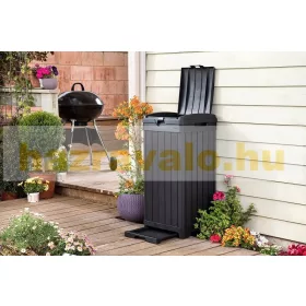   Keter kültéri szemetes műanyag kerti kuka fa hatású 125 literes szemeteskuka fekete Curver Baltimore 