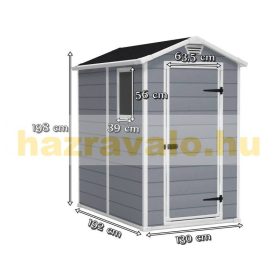   Curver műanyag kerti ház Keter 130x198x192 cm szerszámos kisház Manor 4x6 szerszámoskamra szürke