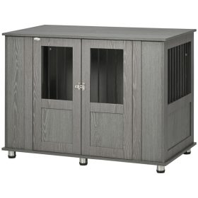   Kutya kennel 116x60x87 cm kutyaketrec 2 ajtóval kutyabox, zárható szürke