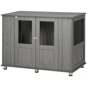   Kutya kennel 116x60x87 cm kutyaketrec 2 ajtóval kutyabox, zárható szürke