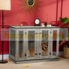 Dog cage indoor 120x60x88.5 cm pet cage with removable partition dog box