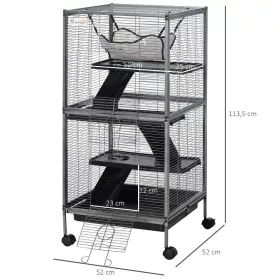   Nagyméretű kisállat ketrec 3 szintes hörcsög, egér, rágcsálóketrec 52x52x113,5 cm