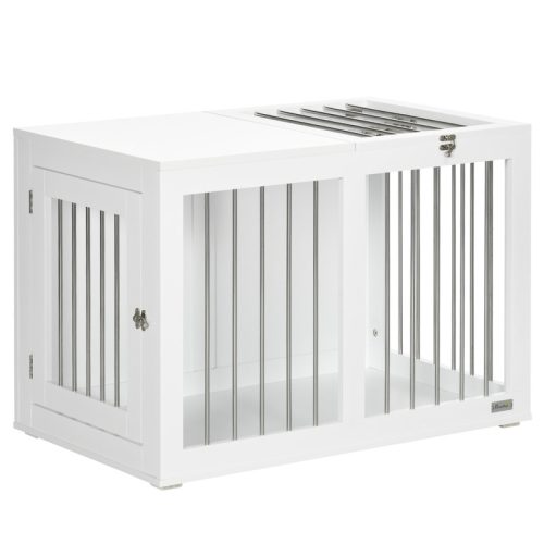 Kutya kennel 80x50x56,5 cm kutyaketrec 2 ajtóval kutyabox, zárható, acélhálós