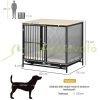 Kutya kennel 80x55x71 cm kutyaketrec párnázott, vízlepergető fekvőfelület kutyabox, zárható fekete