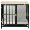 Kutya kennel 80x55x71 cm kutyaketrec párnázott, vízlepergető fekvőfelület kutyabox, zárható fekete