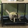 Kutya kennel 80x55x71 cm kutyaketrec párnázott, vízlepergető fekvőfelület kutyabox, zárható fekete