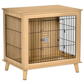   Kutya kennel 81x58x76 cm tölgyfa kutyaketrec kutyabox, zárható