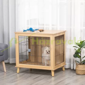   Kutya kennel 81x58x76 cm tölgyfa kutyaketrec kutyabox, zárható