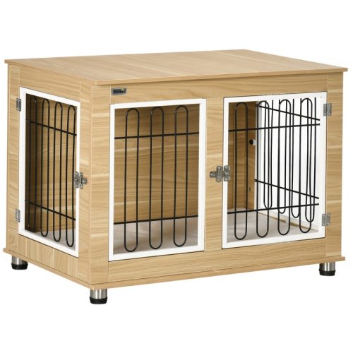 Dog kennel with washable cushion 90x58x65 cm dog cage with 2 doors dog box, lockable